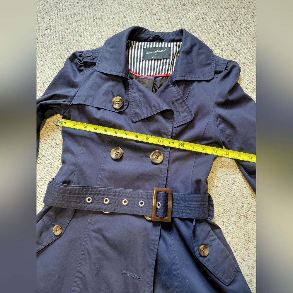 🌟Atmosphere Navy Blue Trench Coat Size S🌟 - Picture 5 of 16